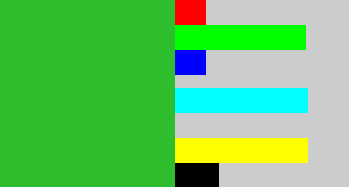 Hex color #2ebe2d - medium green