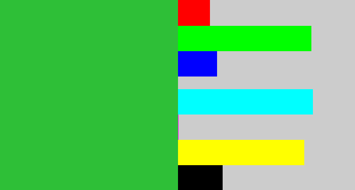 Hex color #2ebf37 - medium green