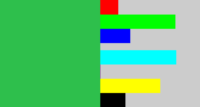 Hex color #2ebf4c - medium green