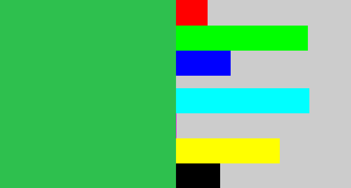 Hex color #2ec04e - medium green