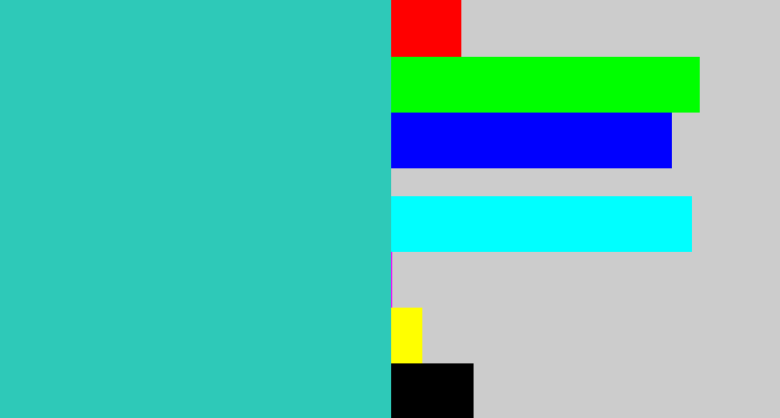 Hex color #2ec9b8 - tealish