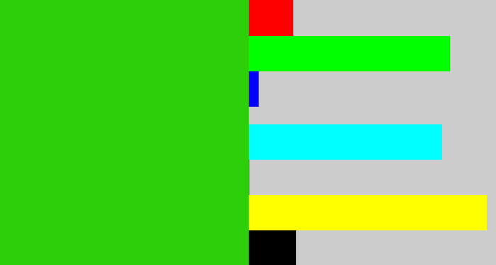 Hex color #2ece09 - vivid green