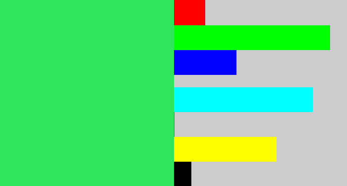 Hex color #2ee55d - bright light green