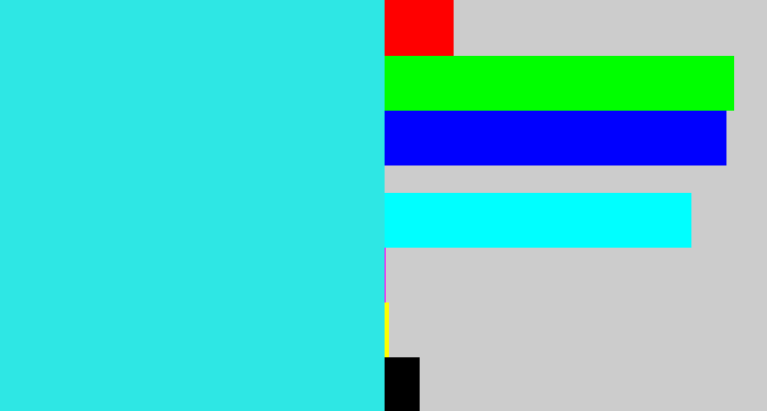 Hex color #2ee7e4 - bright light blue