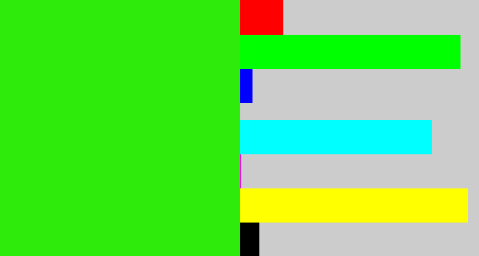 Hex color #2eeb0c - vivid green