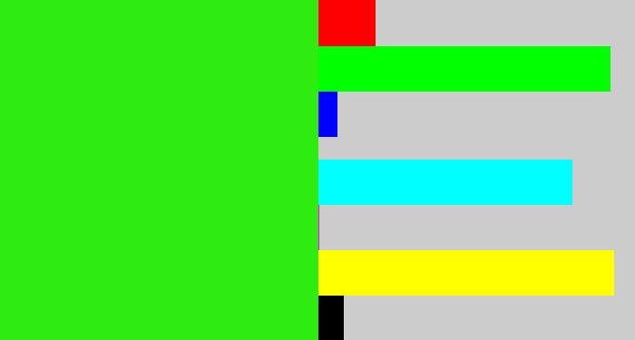 Hex color #2eeb10 - vivid green