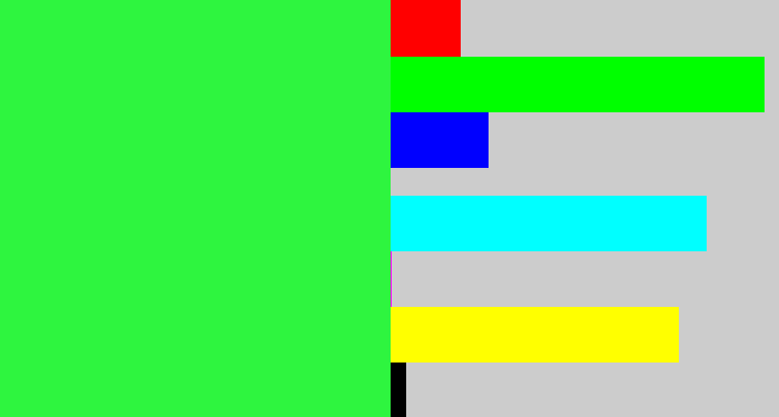 Hex color #2ef53f - bright light green