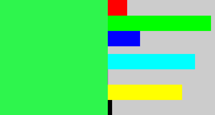Hex color #2ef54d - bright light green