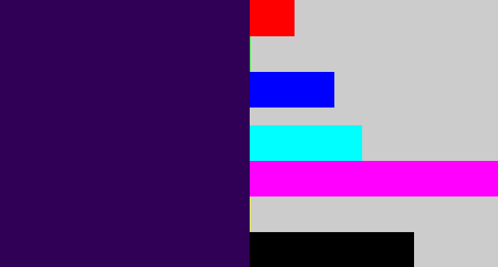 Hex color #2f0056 - dark indigo