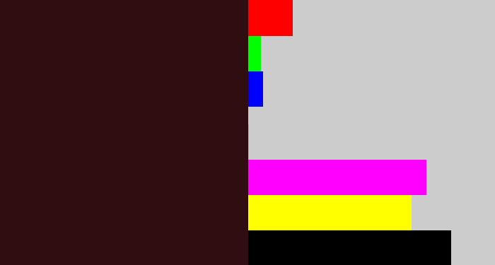Hex color #2f0d10 - dark maroon