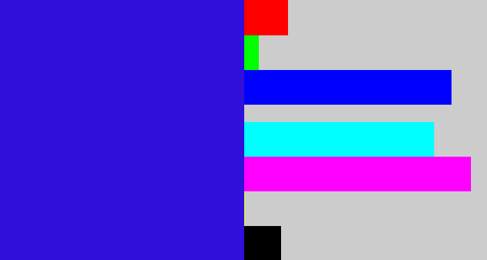 Hex color #2f0fd9 - ultramarine blue