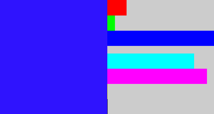 Hex color #2f13fe - light royal blue