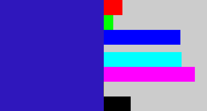 Hex color #2f17bc - indigo blue