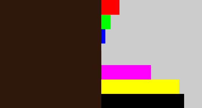 Hex color #2f180b - dark brown