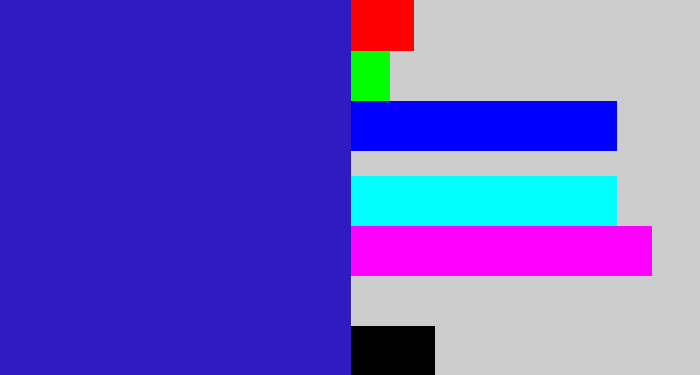 Hex color #2f1bc1 - indigo blue