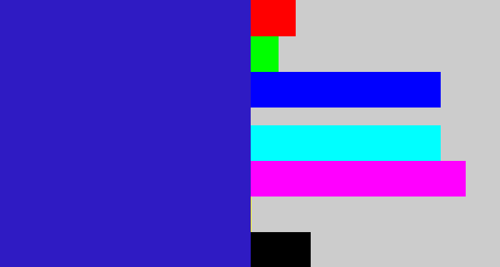 Hex color #2f1bc3 - indigo blue