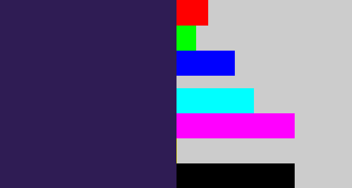 Hex color #2f1c54 - dark indigo