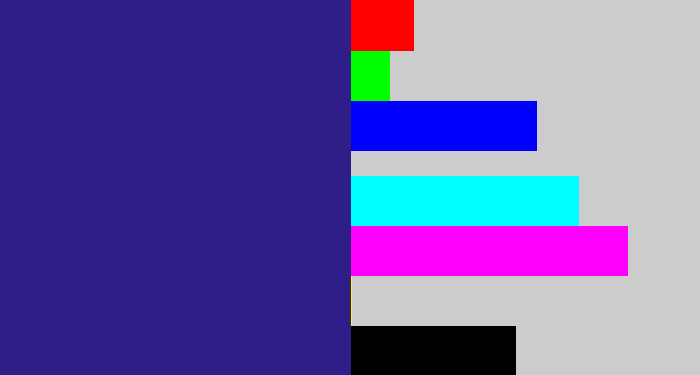 Hex color #2f1d88 - indigo