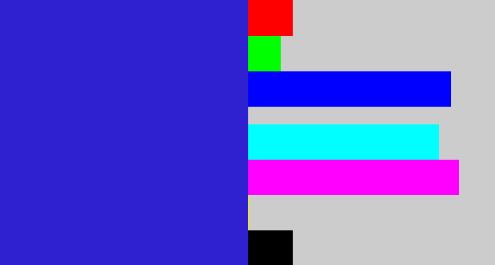 Hex color #2f20d0 - indigo blue