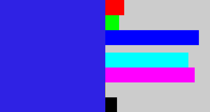 Hex color #2f22e4 - light royal blue