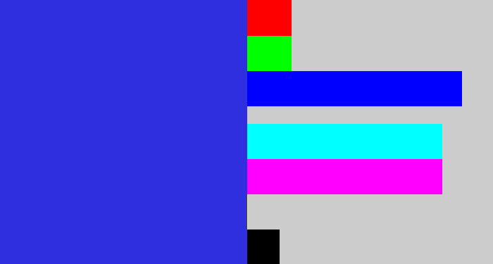 Hex color #2f2fdf - light royal blue