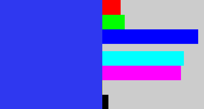 Hex color #2f38f0 - light royal blue