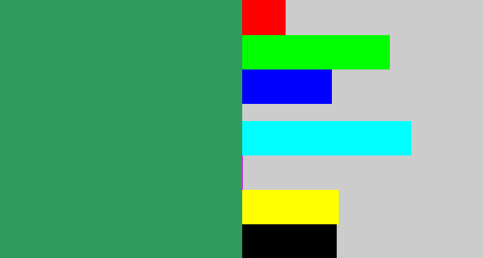 Hex color #2f9c5e - teal green