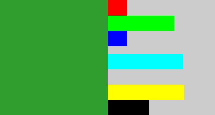 Hex color #2f9e2e - medium green