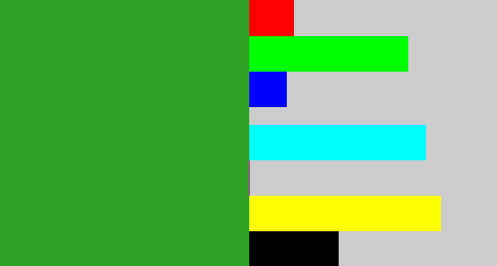 Hex color #2fa326 - green