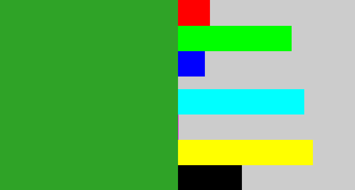 Hex color #2fa327 - green
