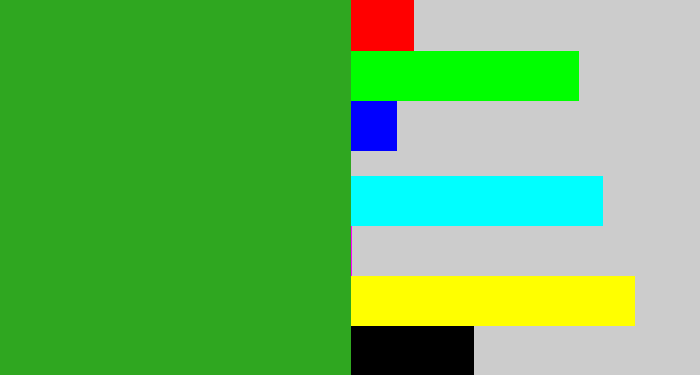 Hex color #2fa720 - green