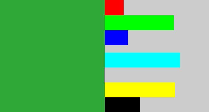 Hex color #2fa837 - medium green