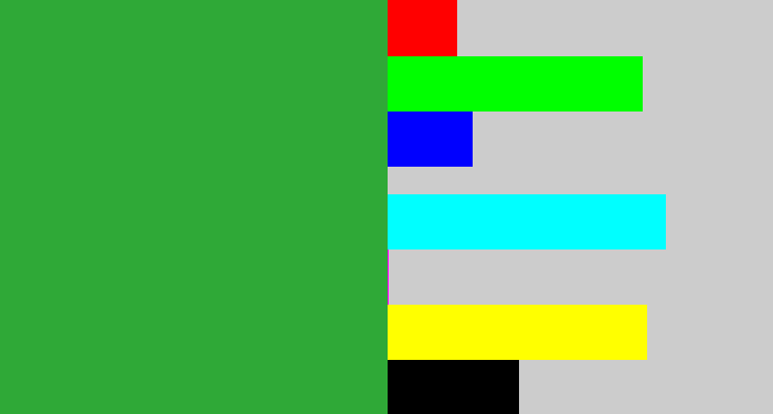 Hex color #2fa937 - medium green