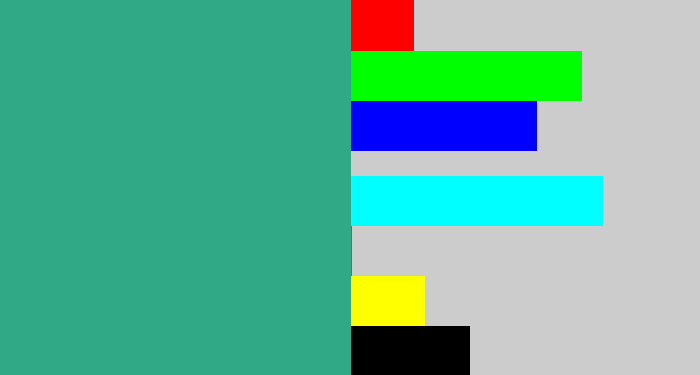Hex color #2fa986 - bluey green