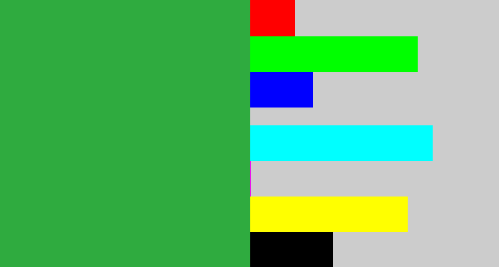 Hex color #2fab3f - medium green