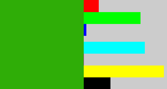 Hex color #2fad07 - grass green