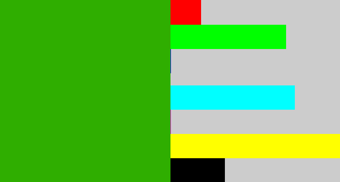 Hex color #2fae00 - grassy green