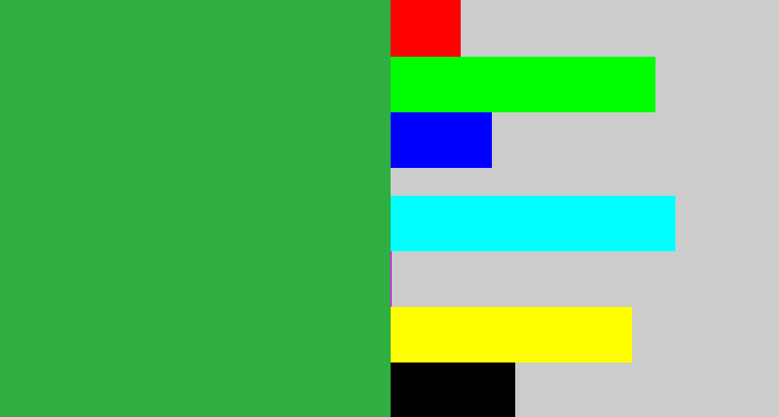 Hex color #2fae42 - medium green