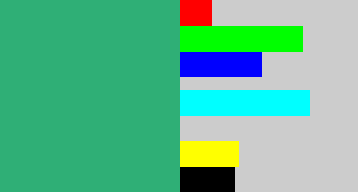 Hex color #2faf76 - bluey green