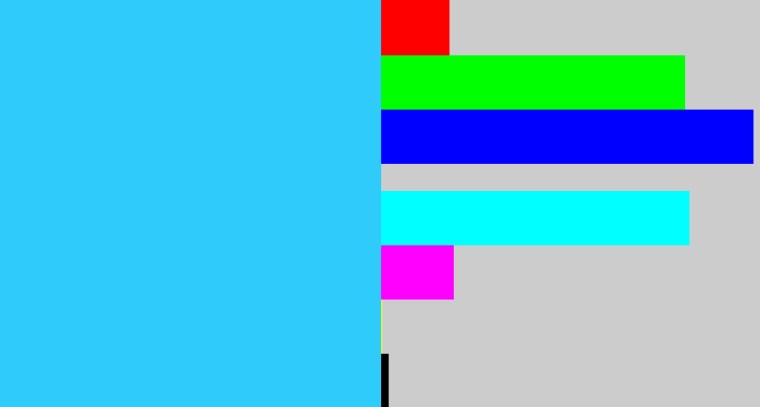 Hex color #2fcbfb - bright light blue