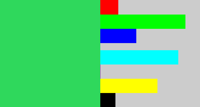 Hex color #2fd85c - algae green