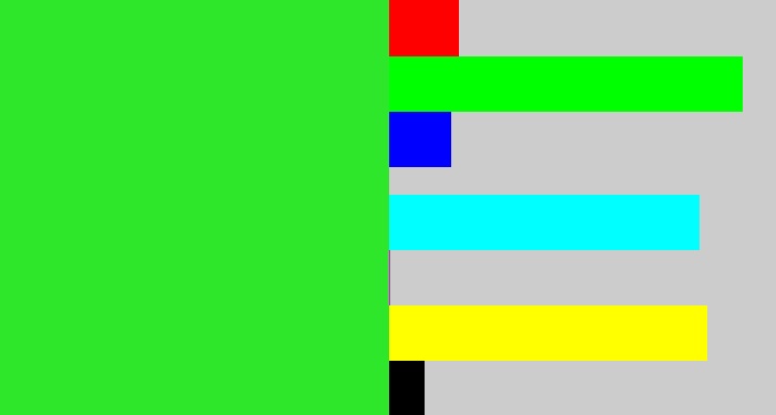 Hex color #2fe72a - radioactive green