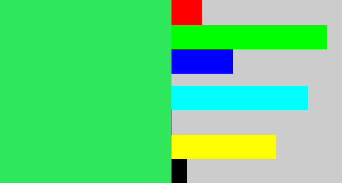 Hex color #2fe75b - bright light green