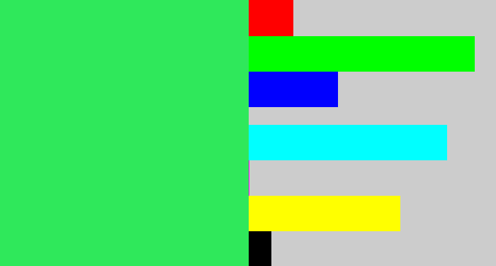 Hex color #2fe85b - bright light green