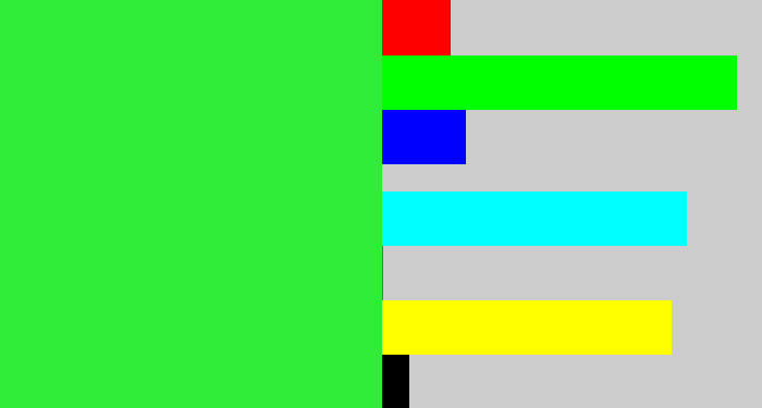 Hex color #2fec39 - hot green