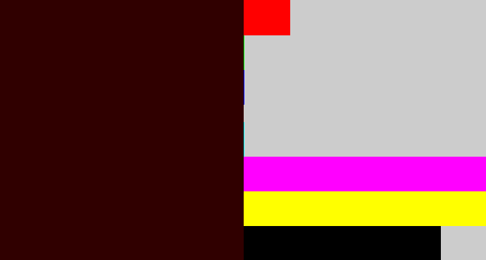 Hex color #300000 - dark maroon