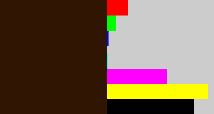 Hex color #301503 - dark brown