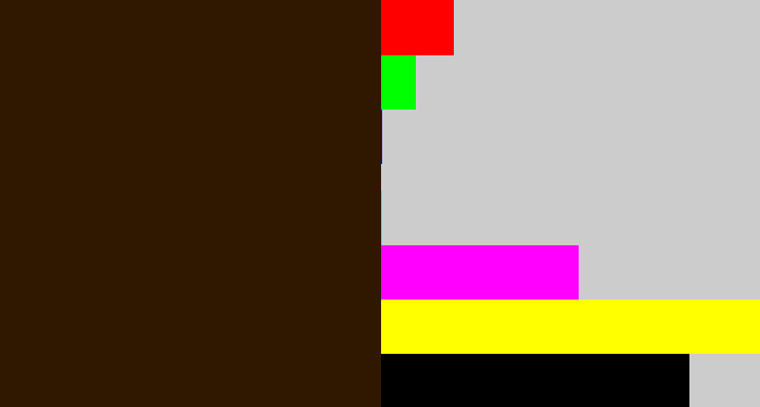 Hex color #301700 - dark brown