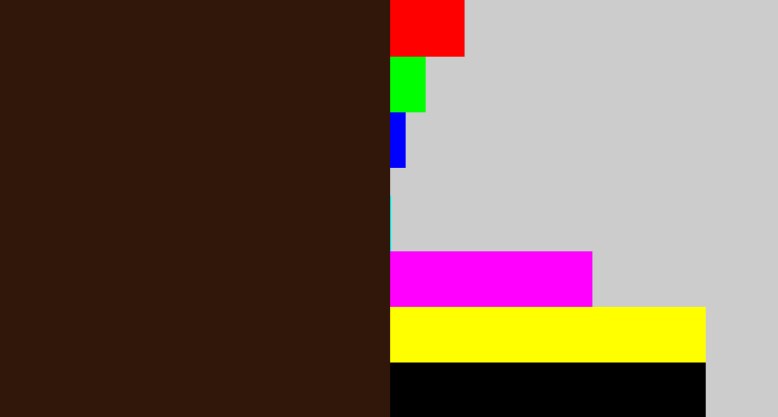 Hex color #301709 - dark brown