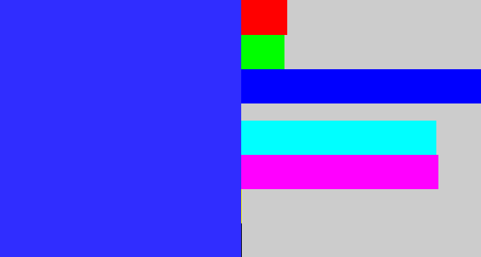 Hex color #302dff - light royal blue